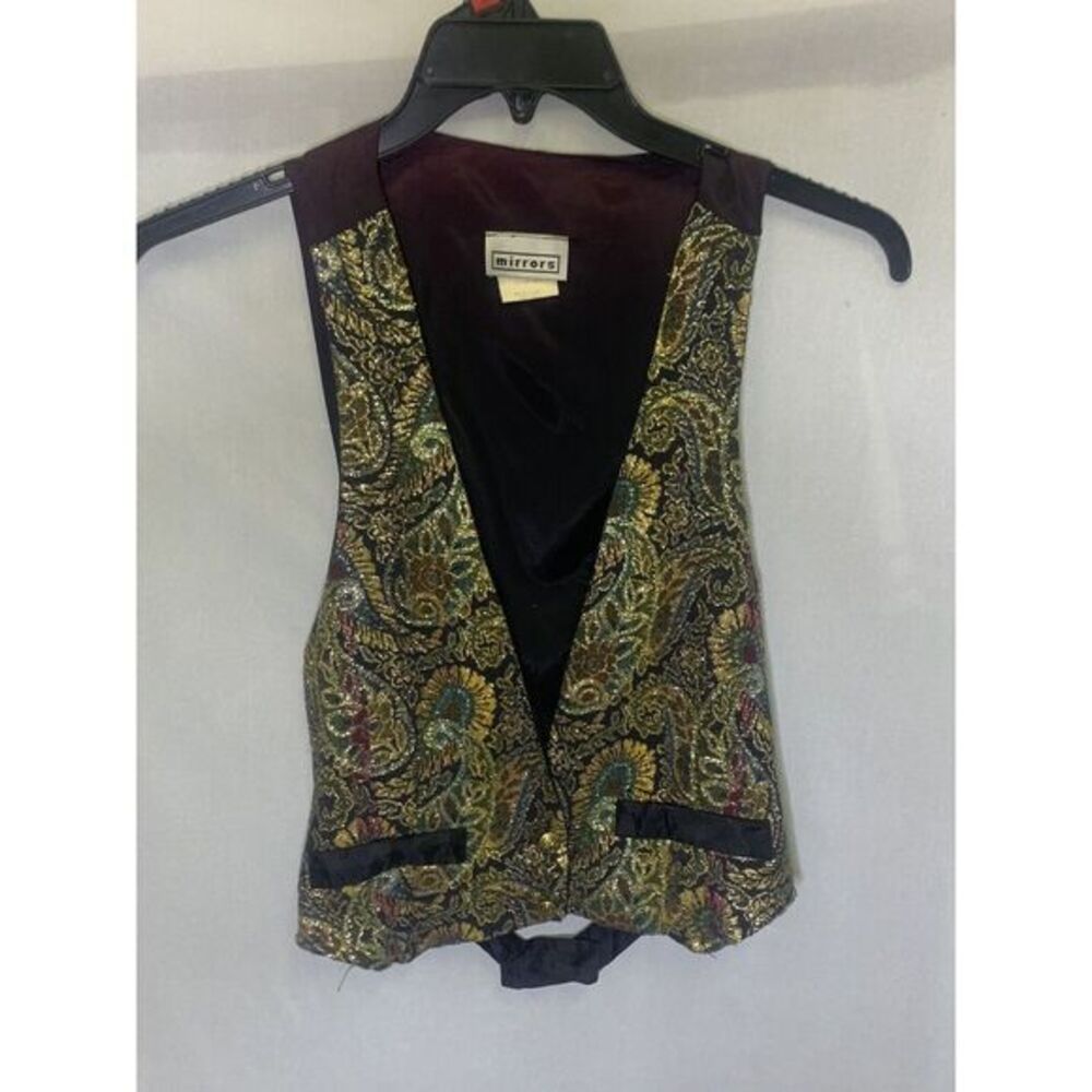 Women's M Vintage 80s 90s MIRRORS Floral Daisy Vest Retro Cottage